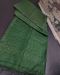 Striped Katan Silk Timber Green Saree Handcrafted