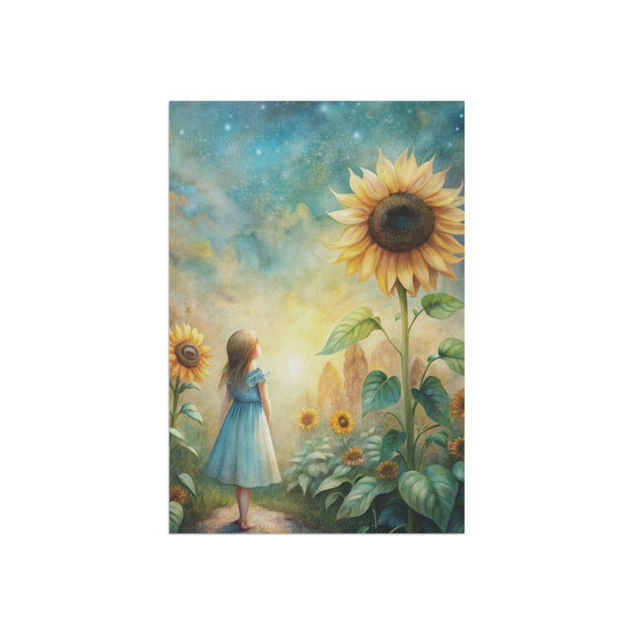Sunflower Girl Dreamscape Garden Flag & Porch Banner Whimsical Decor