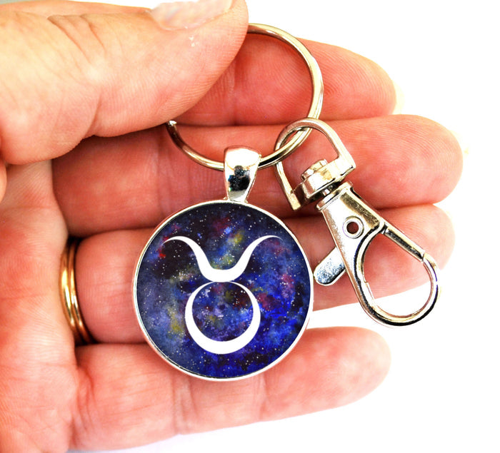 Taurus Zodiac Sign Women's Purse Charm Keychain Handmade Keyrings for Women