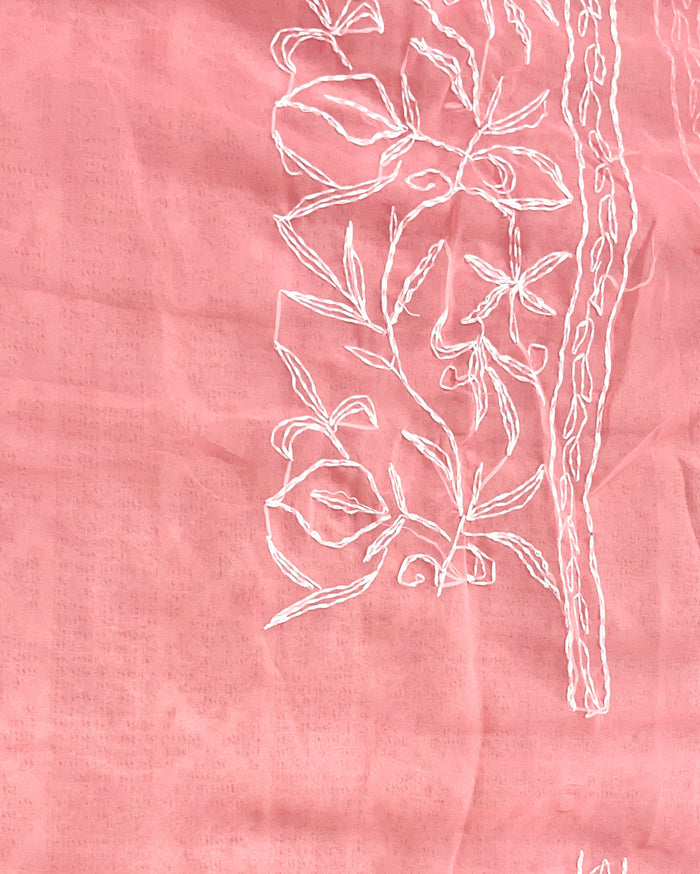 Tepchi Handwork Georgette Saree Candy Pink