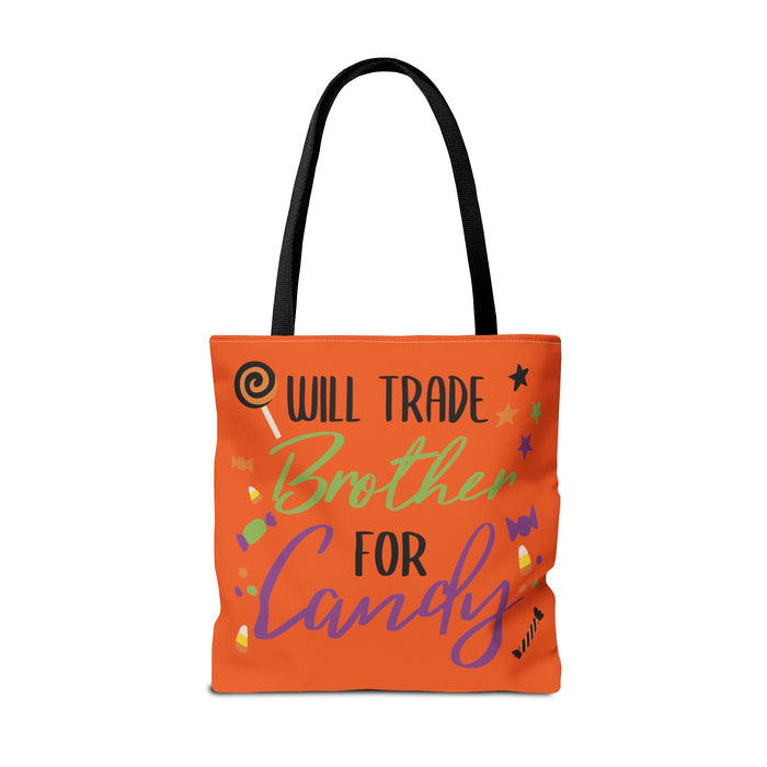 Trade Brother for Candy Halloween Trick or Treat Bag on a white background