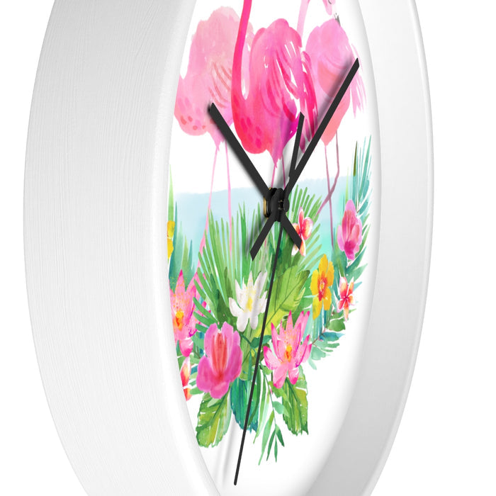 Tropical Florida Flamingo Beach House Wall clock