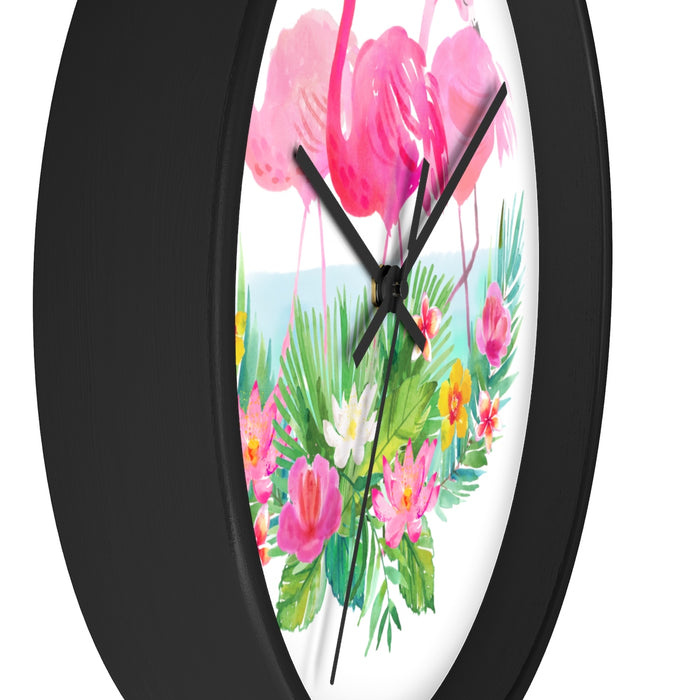 Tropical Florida Flamingo Beach House Wall clock