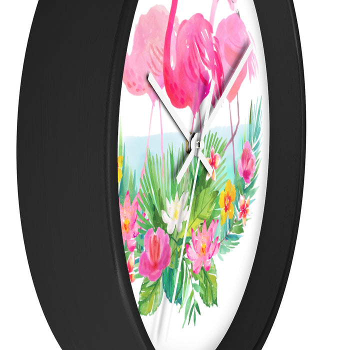 Tropical Florida Flamingo Beach House Wall clock