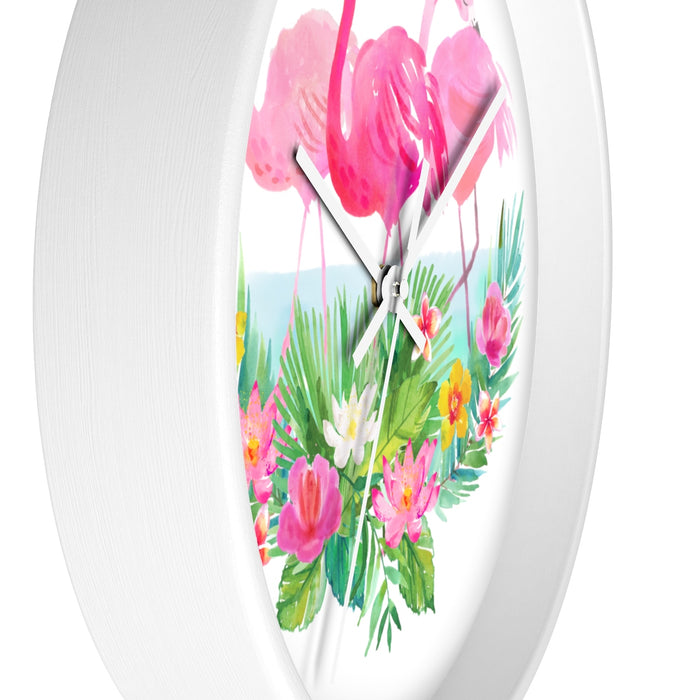 Tropical Florida Flamingo Beach House Wall clock