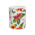 Tropical Flowers & Butterflies Coffee Mug – 2 sizes Ceramic Cup Dishwasher Safe