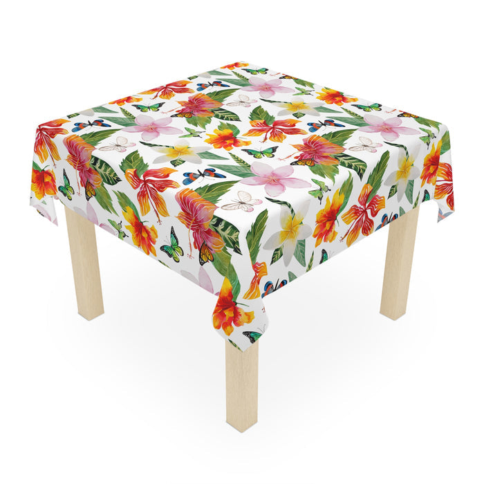Tropical Hibiscus Flower Pattern Tablecloth Beach House Décor