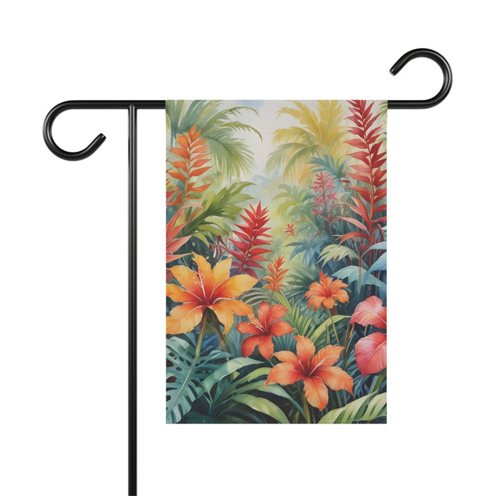 Tropical Hibiscus Jungle Garden Flag & Porch Banner Floral Decor Yard Art