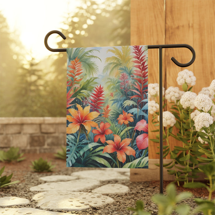 Tropical Hibiscus Jungle Garden Flag & Porch Banner Floral Decor Yard Art
