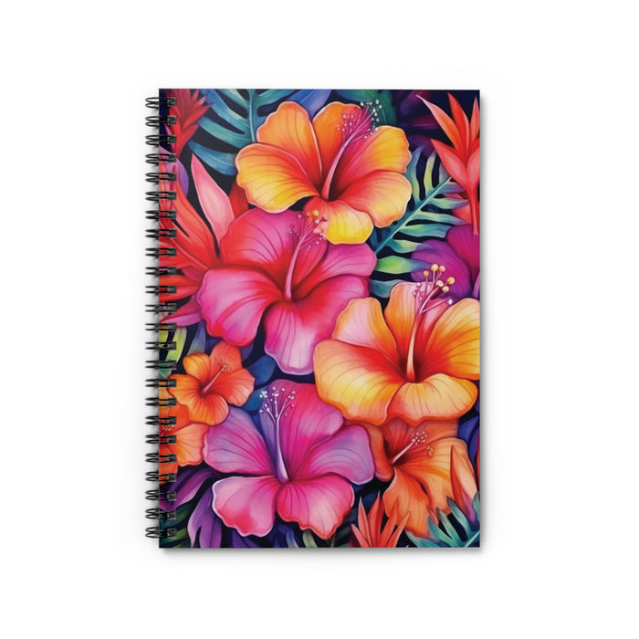 Tropical Hibiscus Spiral Notebook – 6" x 8" Ruled Floral Journal