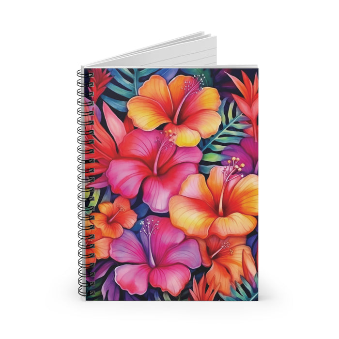 Tropical Hibiscus Spiral Notebook – 6" x 8" Ruled Floral Journal