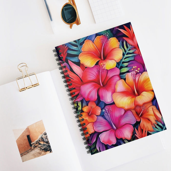 Tropical Hibiscus Spiral Notebook – 6" x 8" Ruled Floral Journal