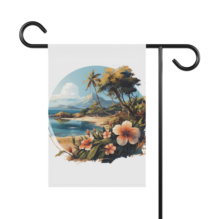 Tropical Island Beach Scene Garden Flag & Porch Banner Coastal Decor Yard Art