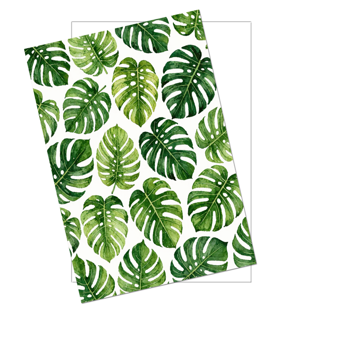 Tropical Monstera Leaves Botanical 4x6 Notecard