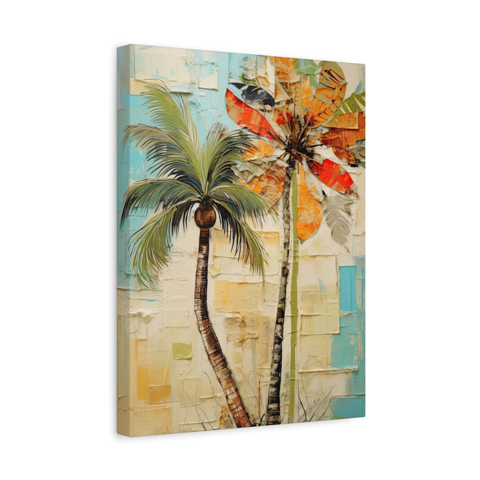 Canvas print with palm trees and abstract design on a white background