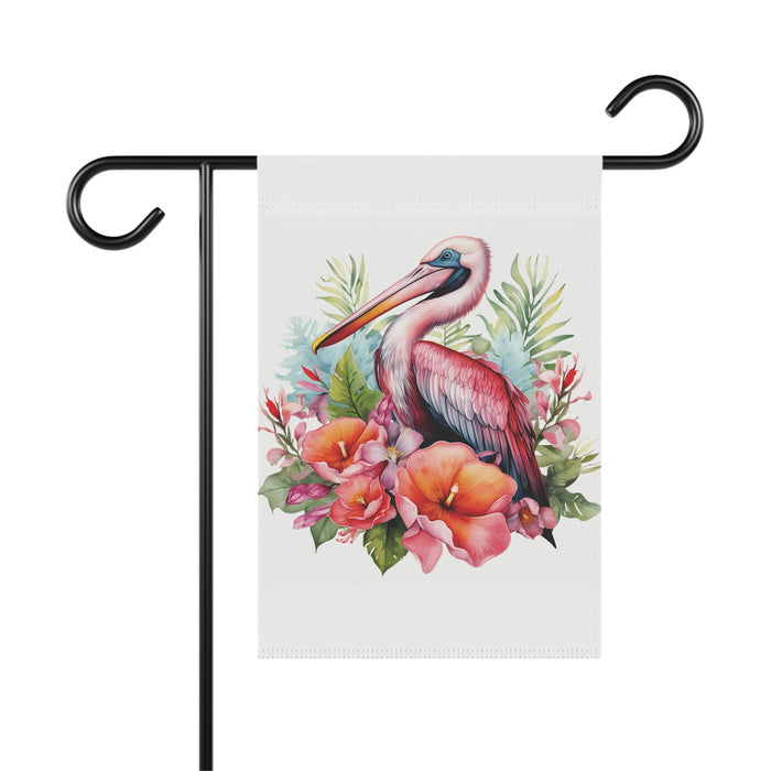 Tropical Pelican Hibiscus Garden Flag & Porch Banner Coastal Decor Yard Art