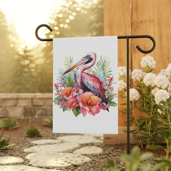 Tropical Pelican Hibiscus Garden Flag & Porch Banner Coastal Decor Yard Art