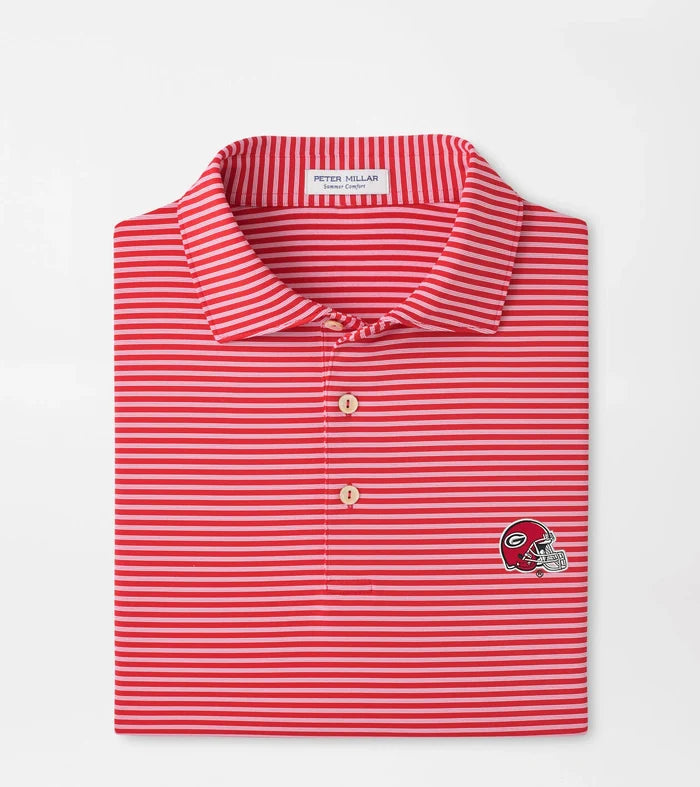 UGA Helmet Tiebreaker Stripe Performance Jersey Polo Red