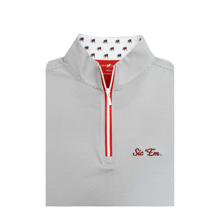 UGA Sic' Em Script Pin Dot Stripe Pullover White/Red