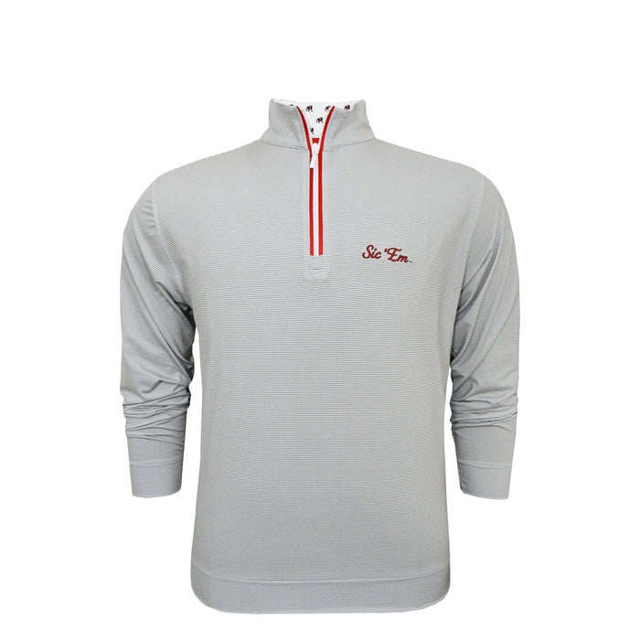 UGA Sic' Em Script Pin Dot Stripe Pullover White/Red