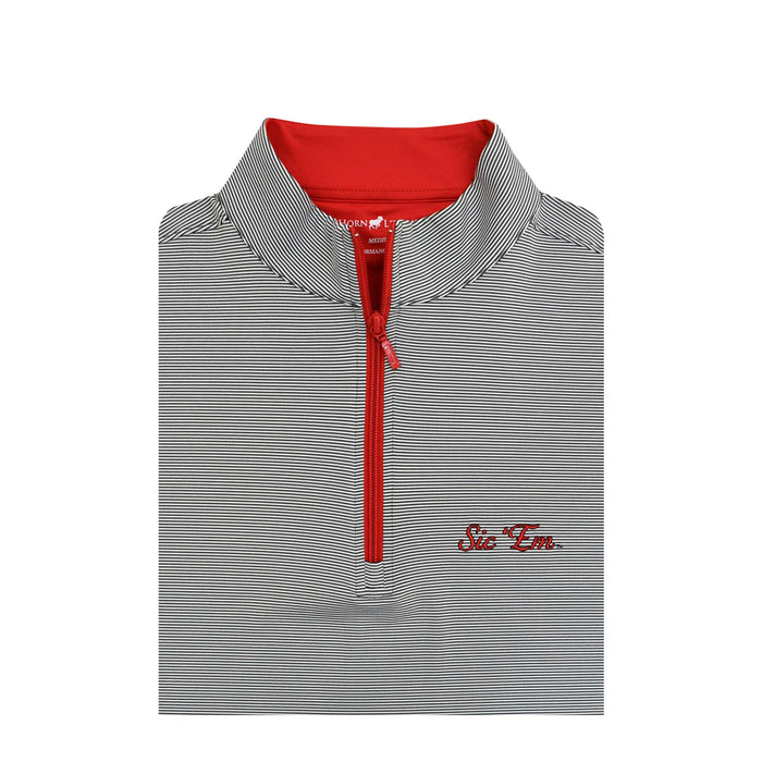 UGA Sic' Em Script Stripe Performance Pullover Charcoal/White