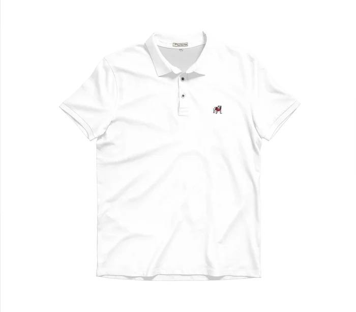 UGA Standing Dawg Solid Cotton Lyocell Polo Solid White