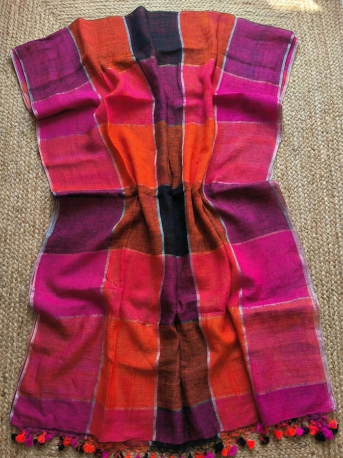 Indiehaat | Pure Linen Handloom Saree
