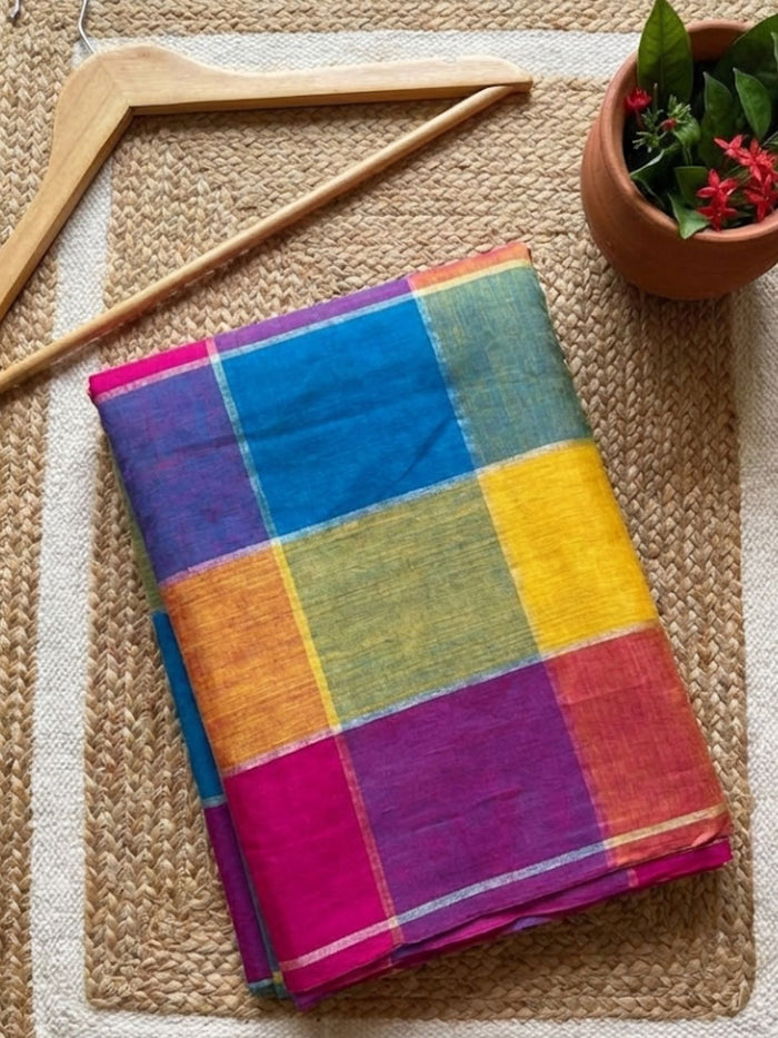 Indiehaat | Pure Linen Handloom Saree