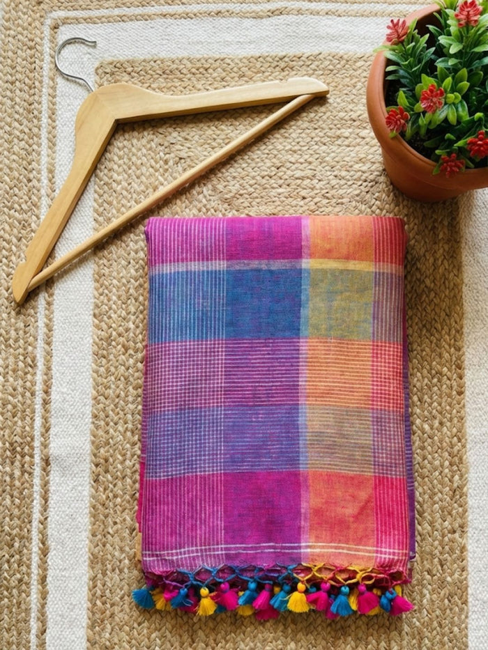Indiehaat | Pure Linen Handloom Saree