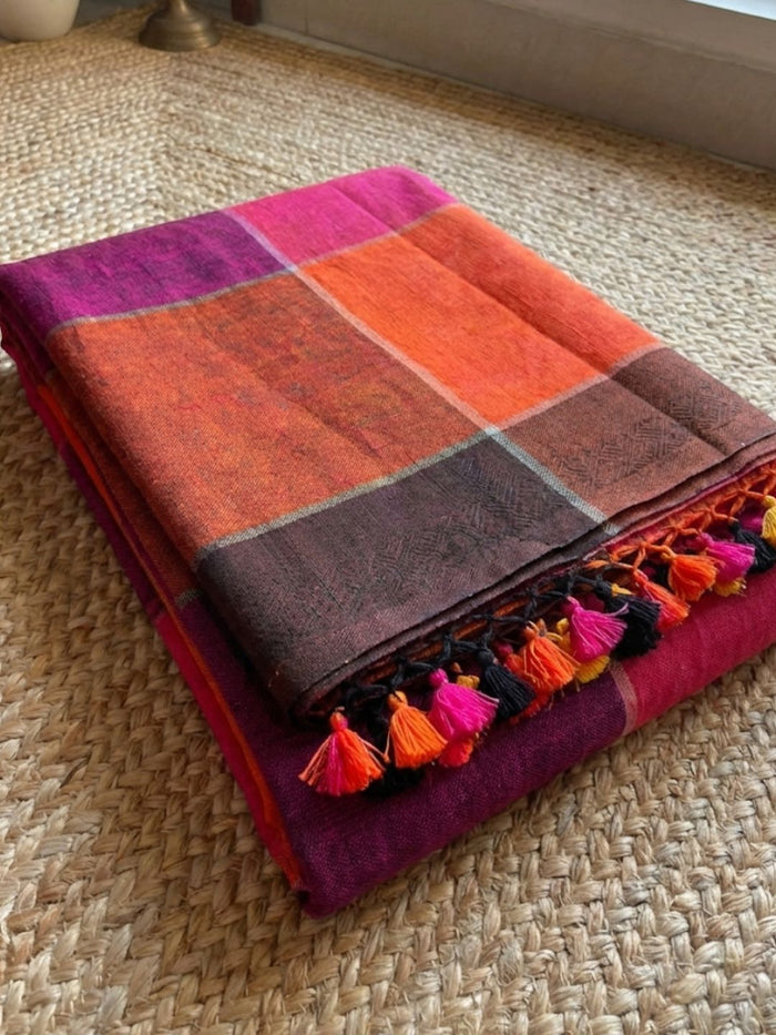 Indiehaat | Pure Linen Handloom Saree