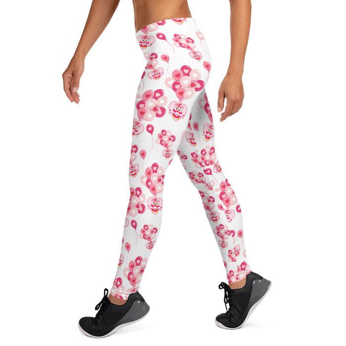 Valentine's Day Leggings for Women with Owls and Balloons