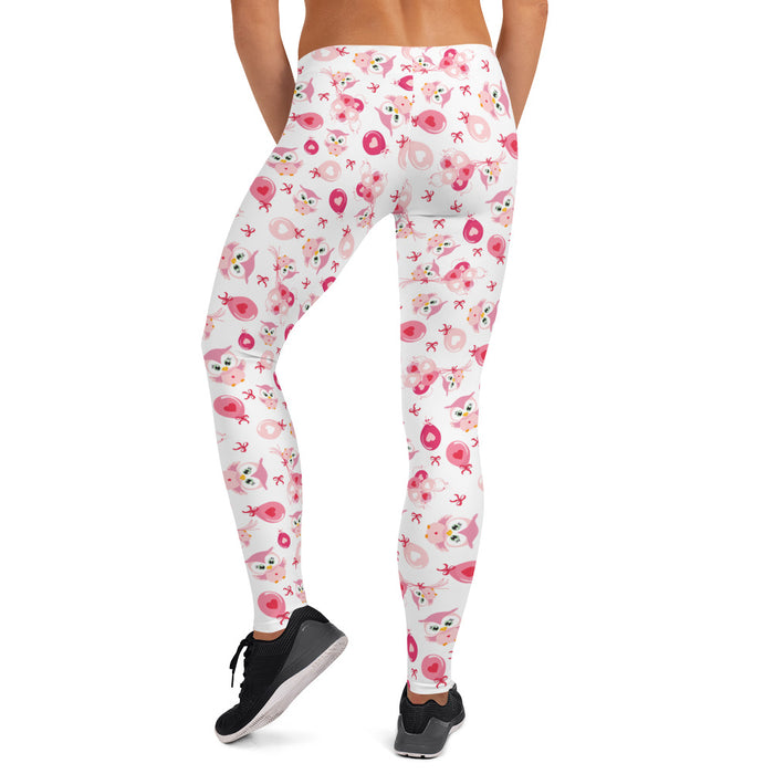Valentine's Day Owl and Balloon Leggings for Women