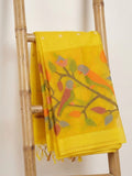 Indiehaat | Pure Muslin Silk Jamdani Sequin Saree Yellow