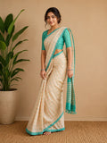 Indiehaat | Beige Khadi Cotton Handloom Saree