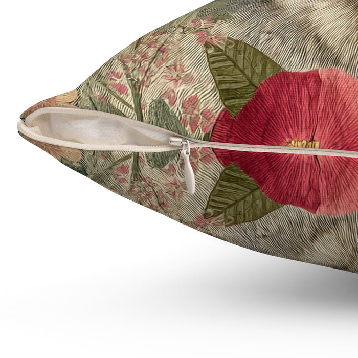 Floral-patterned pouch with a zipper on a white background