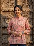 Indiehaat | Handprinted Pure Cotton Top Peach