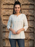Indiehaat | Handprinted Pure Cotton Top White