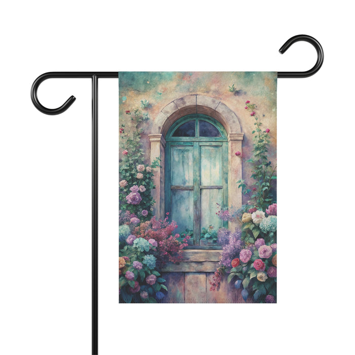 Vintage Floral Garden Door Flag Cottage Porch Banner Spring Yard Decor