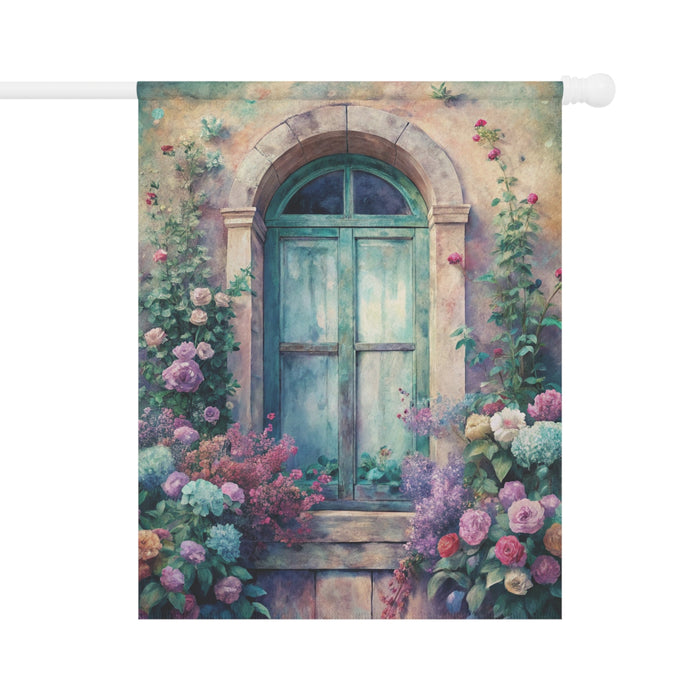 Vintage Floral Garden Door Flag Cottage Porch Banner Spring Yard Decor