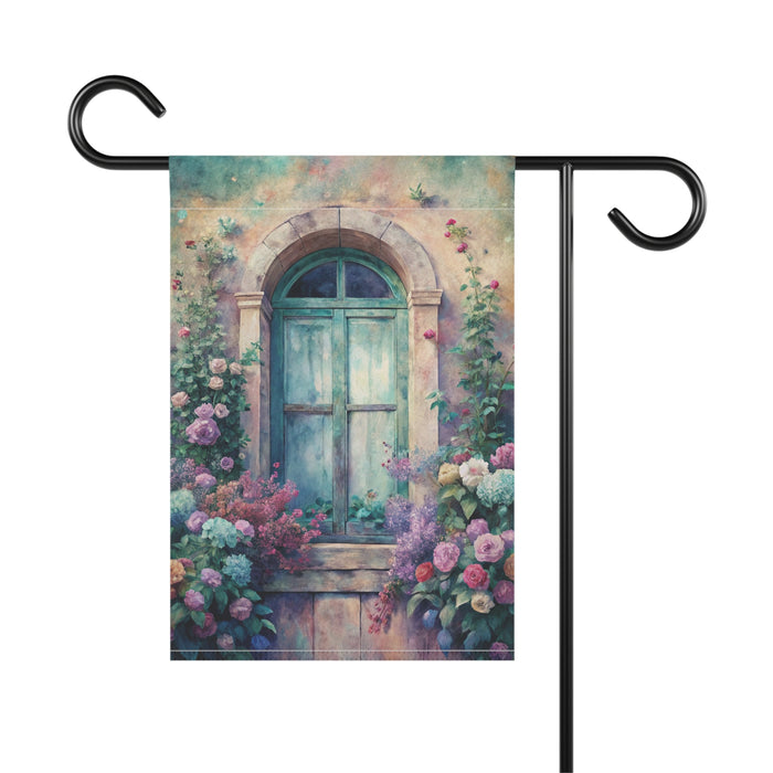 Vintage Floral Garden Door Flag Cottage Porch Banner Spring Yard Decor