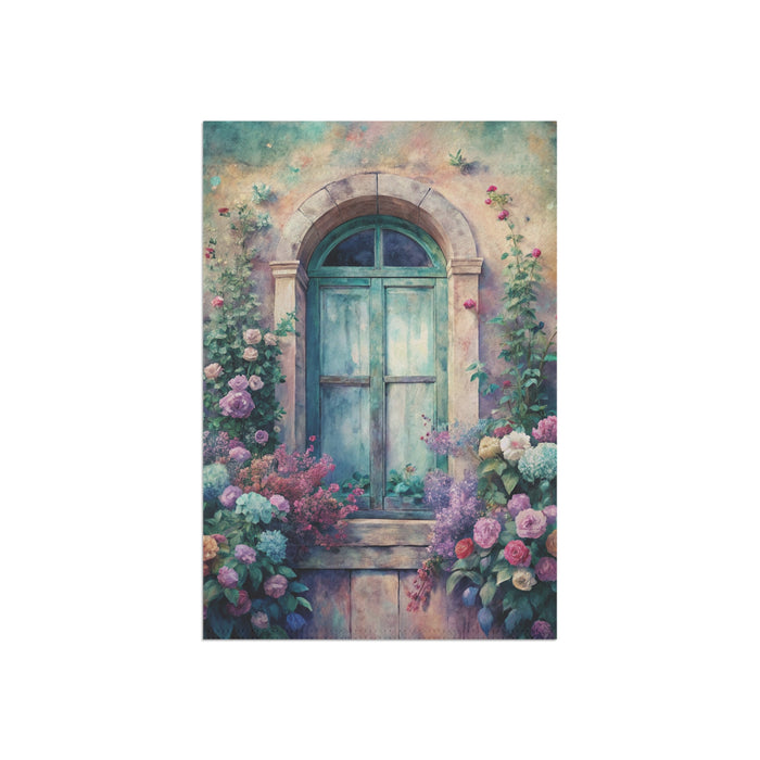 Vintage Floral Garden Door Flag Cottage Porch Banner Spring Yard Decor