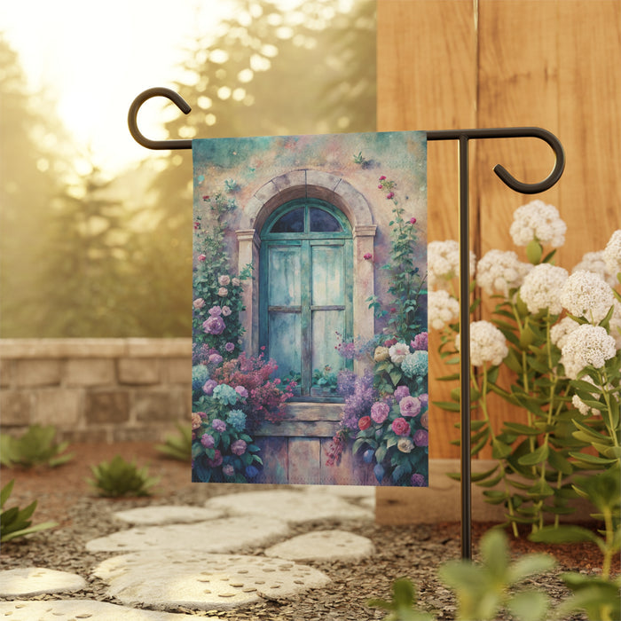 Vintage Floral Garden Door Flag Cottage Porch Banner Spring Yard Decor