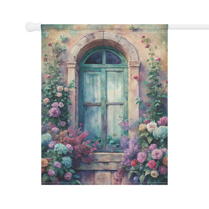 Vintage Floral Garden Door Flag Cottage Porch Banner Spring Yard Decor