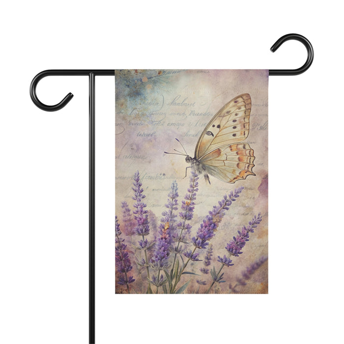 Vintage Lavender Butterfly Garden Flag & Porch Banner Cottage Decor