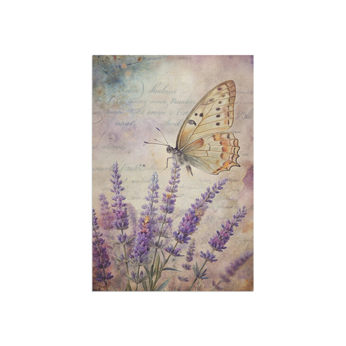 Vintage Lavender Butterfly Garden Flag & Porch Banner Cottage Decor