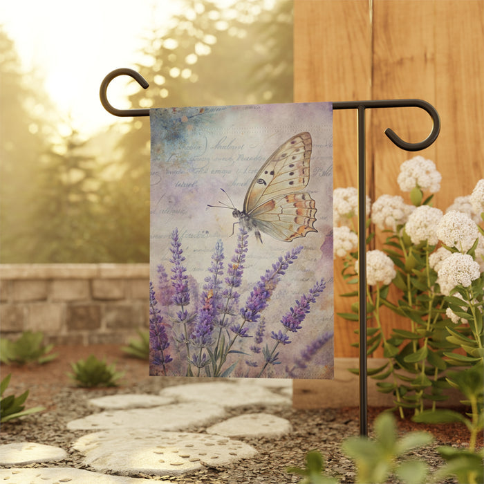 Vintage Lavender Butterfly Garden Flag & Porch Banner Cottage Decor