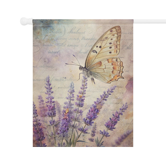 Vintage Lavender Butterfly Garden Flag & Porch Banner Cottage Decor