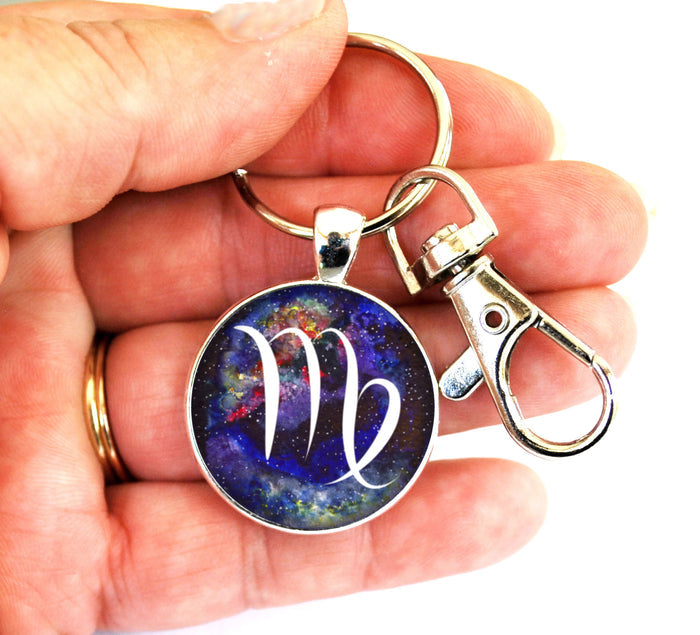 Virgo Zodiac Sign Women's Purse Charm Keychain Handmade Keyrings for Women