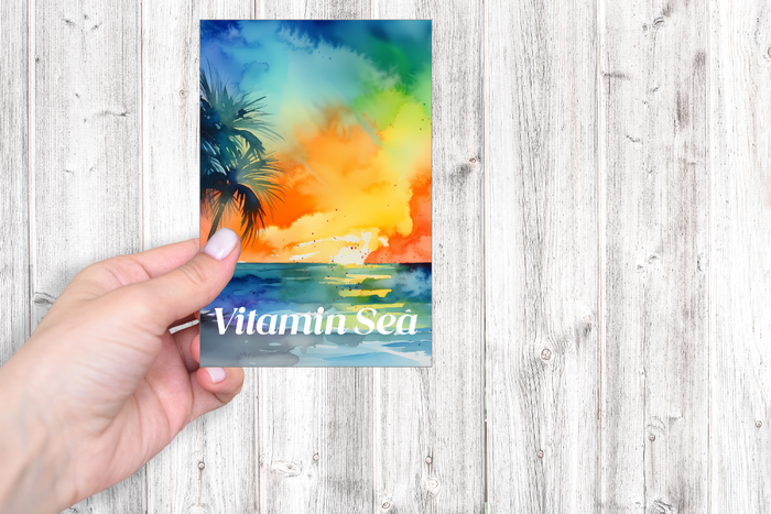Vitamin Sea Blank Notecard Set | Tropical Beach Greeting Cards with Envelopes