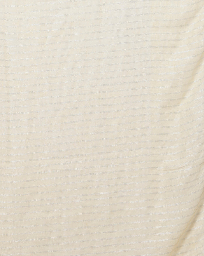 Vivid Pure Linen Embroidered Handloom Off White Saree